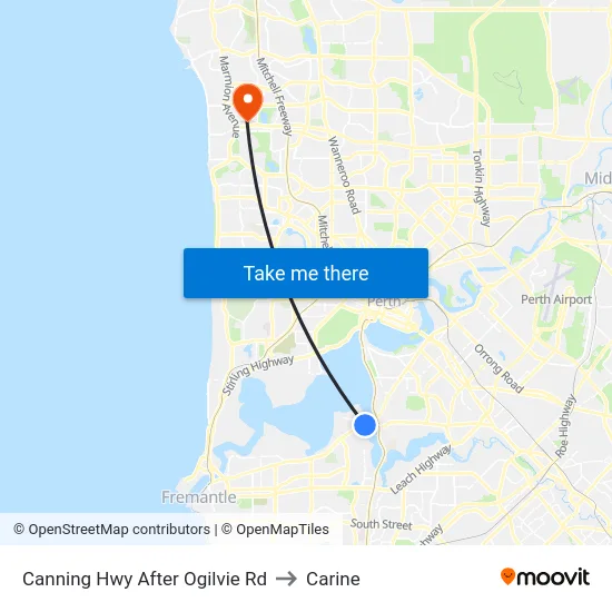 Canning Hwy After Ogilvie Rd to Carine map