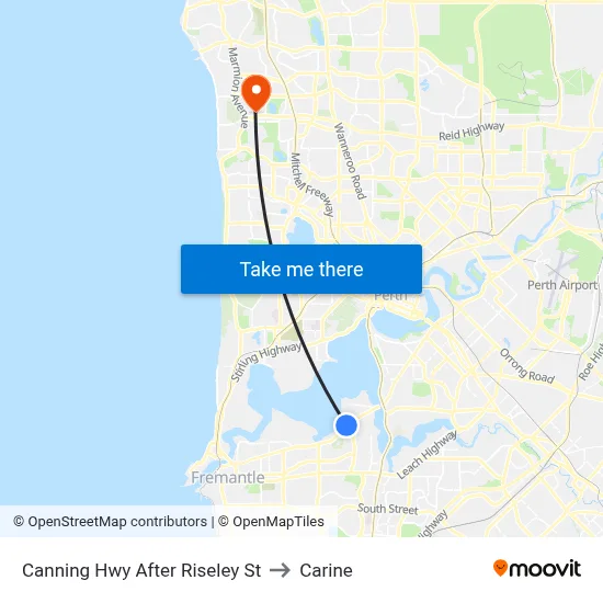 Canning Hwy After Riseley St to Carine map