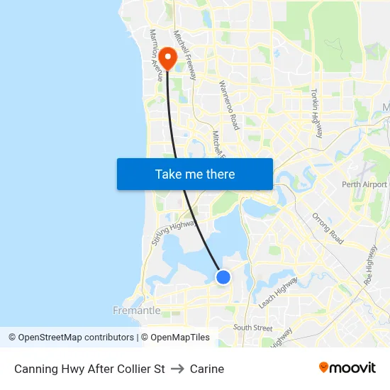 Canning Hwy After Collier St to Carine map
