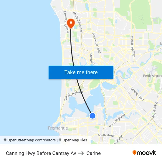 Canning Hwy Before Cantray Av to Carine map