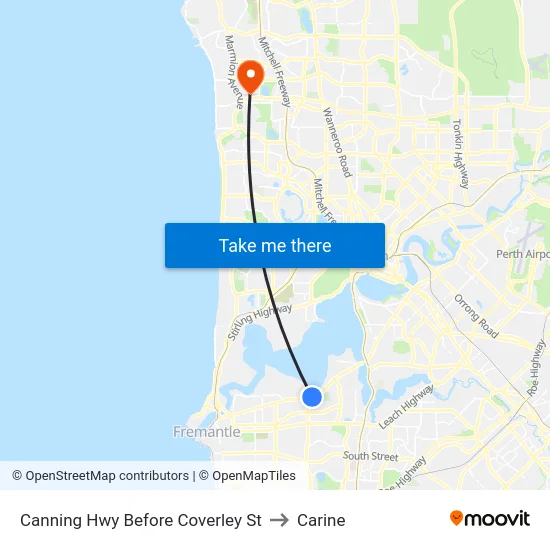 Canning Hwy Before Coverley St to Carine map