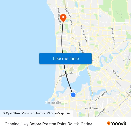 Canning Hwy Before Preston Point Rd to Carine map