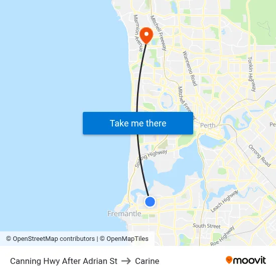 Canning Hwy After Adrian St to Carine map