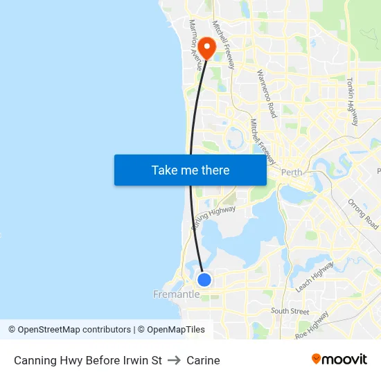 Canning Hwy Before Irwin St to Carine map
