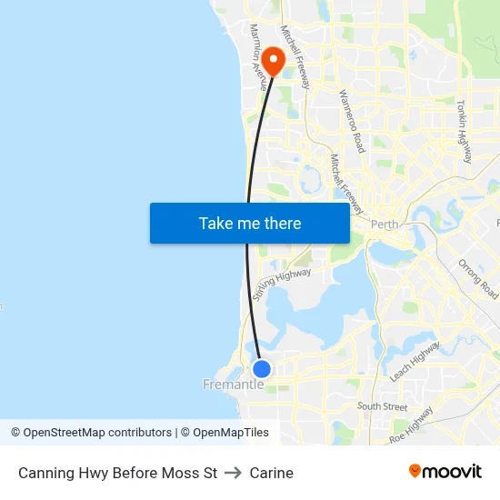 Canning Hwy Before Moss St to Carine map