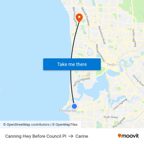 Canning Hwy Before Council Pl to Carine map