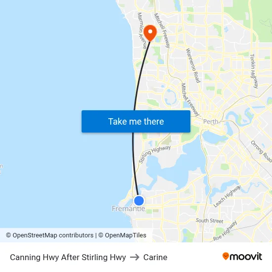 Canning Hwy After Stirling Hwy to Carine map