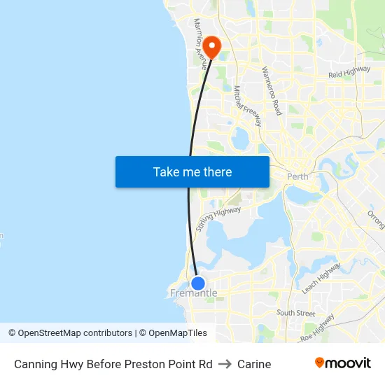 Canning Hwy Before Preston Point Rd to Carine map