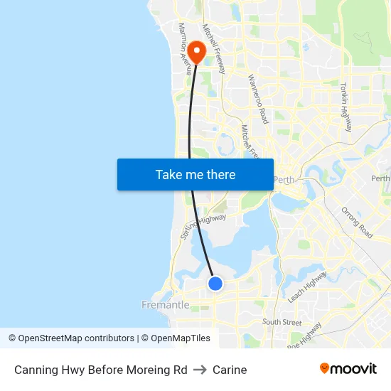 Canning Hwy Before Moreing Rd to Carine map