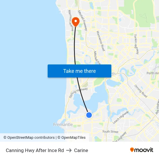 Canning Hwy After Ince Rd to Carine map