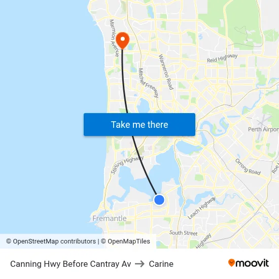 Canning Hwy Before Cantray Av to Carine map