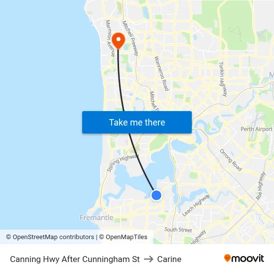 Canning Hwy After Cunningham St to Carine map