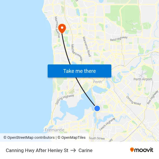 Canning Hwy After Henley St to Carine map