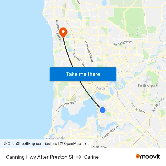 Canning Hwy After Preston St to Carine map