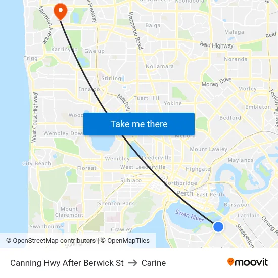 Canning Hwy After Berwick St to Carine map