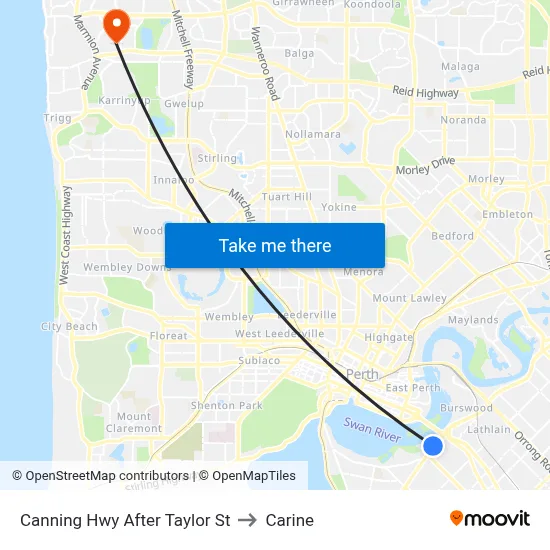 Canning Hwy After Taylor St to Carine map