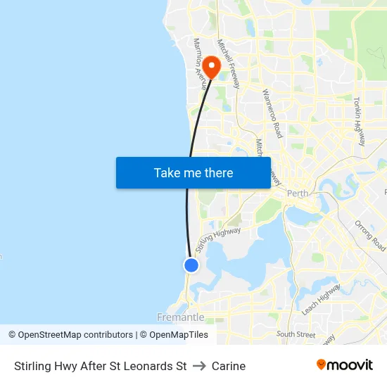 Stirling Hwy After St Leonards St to Carine map