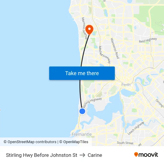 Stirling Hwy Before Johnston St to Carine map