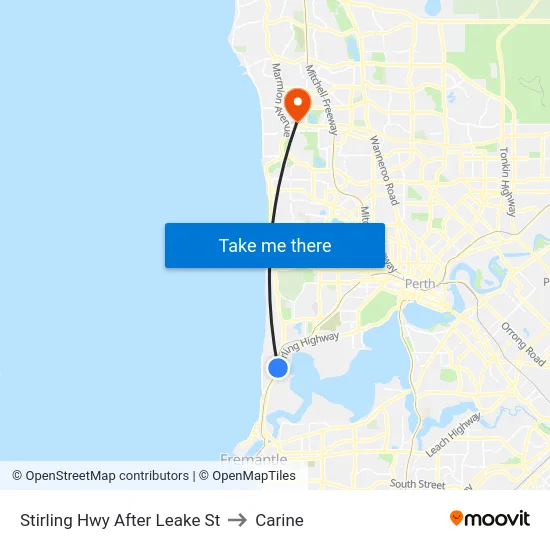 Stirling Hwy After Leake St to Carine map