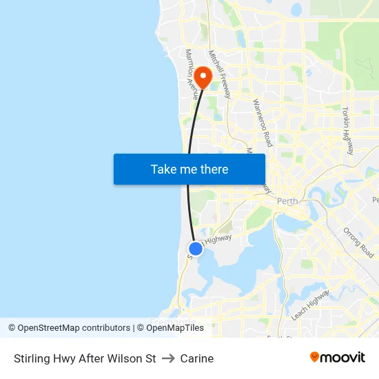 Stirling Hwy After Wilson St to Carine map