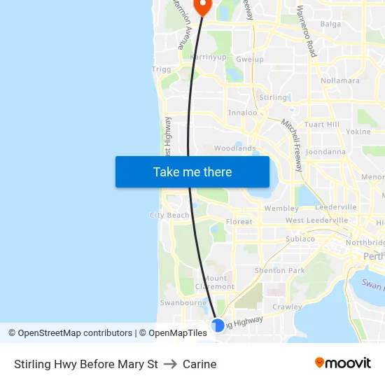 Stirling Hwy Before Mary St to Carine map