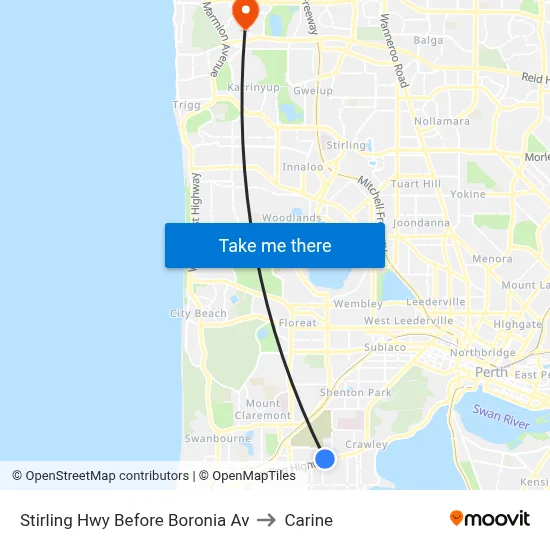 Stirling Hwy Before Boronia Av to Carine map
