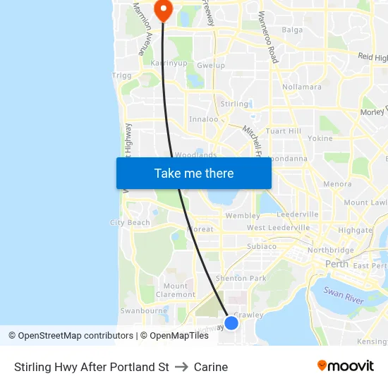 Stirling Hwy After Portland St to Carine map