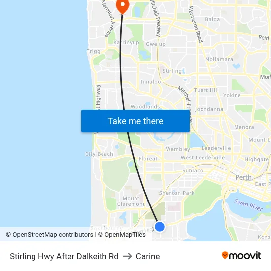 Stirling Hwy After Dalkeith Rd to Carine map