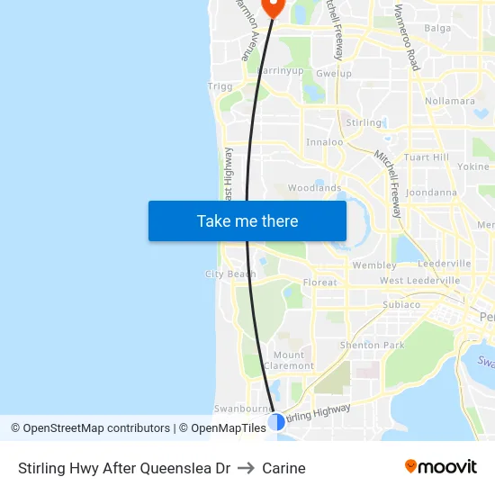 Stirling Hwy After Queenslea Dr to Carine map