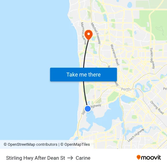 Stirling Hwy After Dean St to Carine map