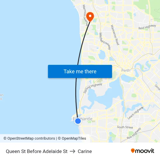 Queen St Before Adelaide St to Carine map