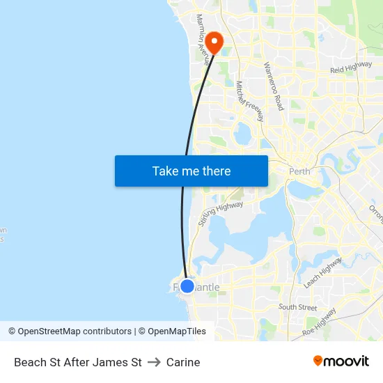 Beach St After James St to Carine map