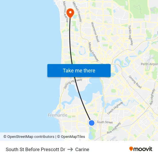 South St Before Prescott Dr to Carine map