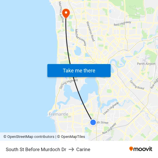 South St Before Murdoch Dr to Carine map