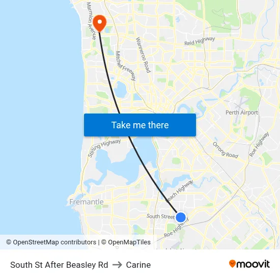 South St After Beasley Rd to Carine map