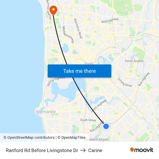 Ranford Rd Before Livingstone Dr to Carine map