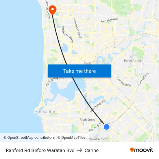 Ranford Rd Before Waratah Bvd to Carine map