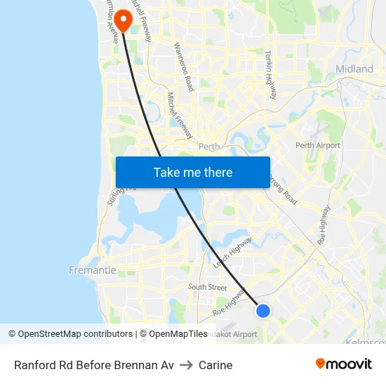 Ranford Rd Before Brennan Av to Carine map