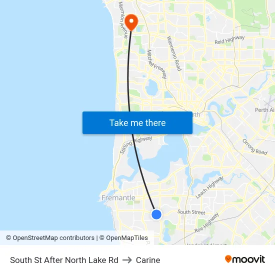 South St After North Lake Rd to Carine map
