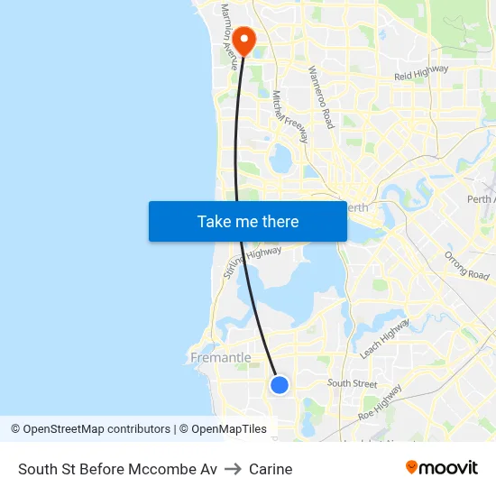 South St Before Mccombe Av to Carine map