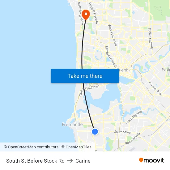 South St Before Stock Rd to Carine map