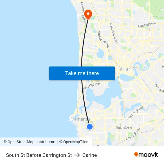 South St Before Carrington St to Carine map