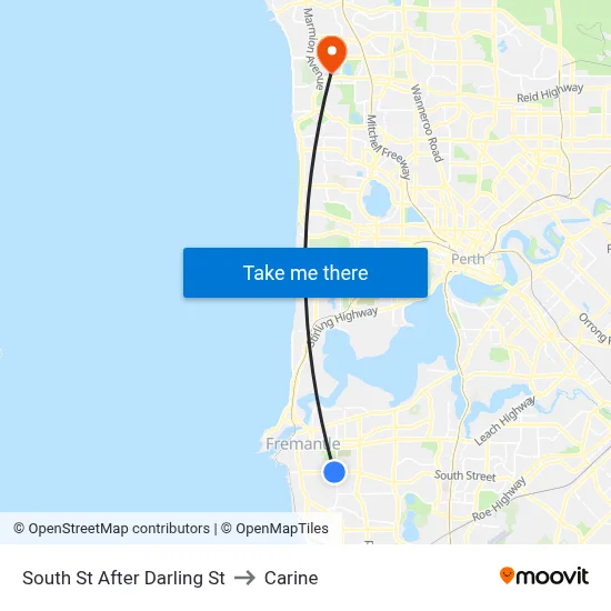 South St After Darling St to Carine map