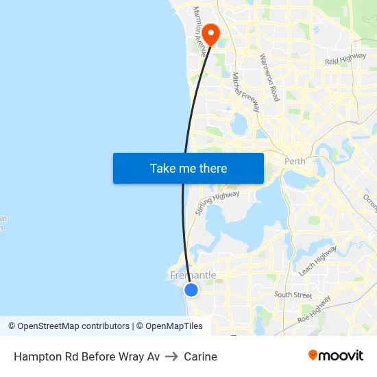 Hampton Rd Before Wray Av to Carine map