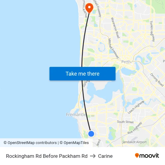 Rockingham Rd Before Packham Rd to Carine map