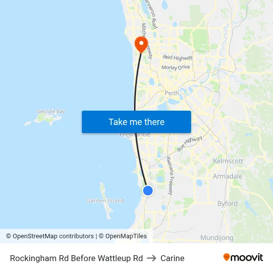 Rockingham Rd Before Wattleup Rd to Carine map