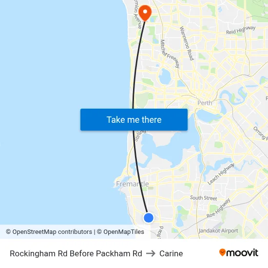 Rockingham Rd Before Packham Rd to Carine map