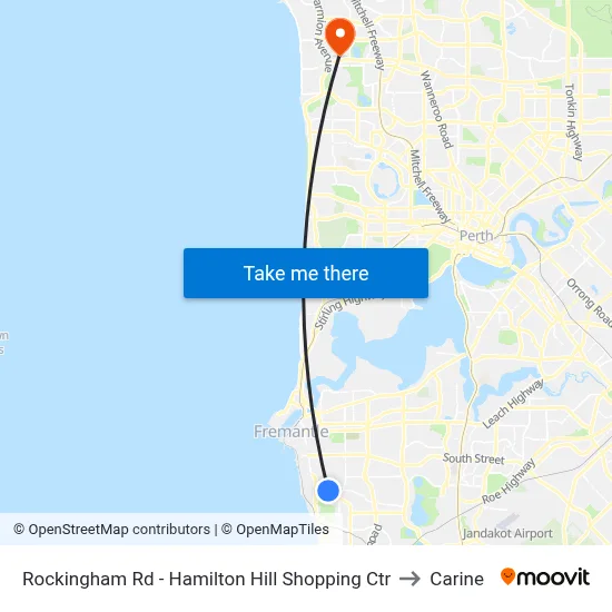 Rockingham Rd - Hamilton Hill Shopping Ctr to Carine map