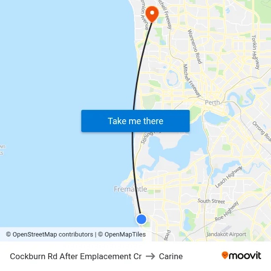 Cockburn Rd After Emplacement Cr to Carine map