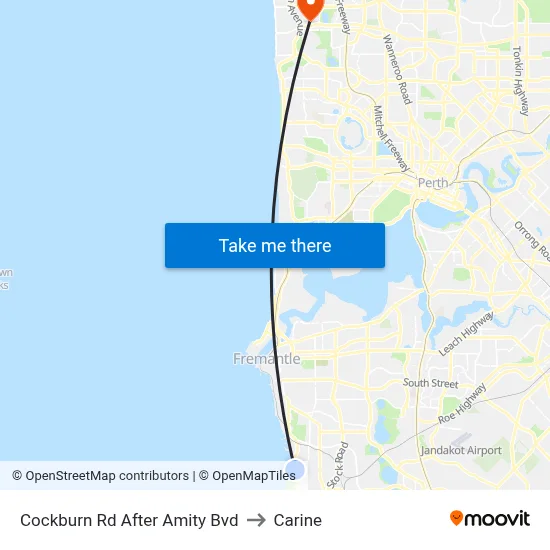 Cockburn Rd After Amity Bvd to Carine map